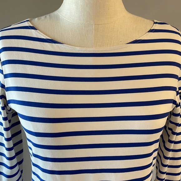 SAINT JAMES PROPRIANO dress striped nautical relaxed fit royal wht anti-UV Small - Picture 5 of 13